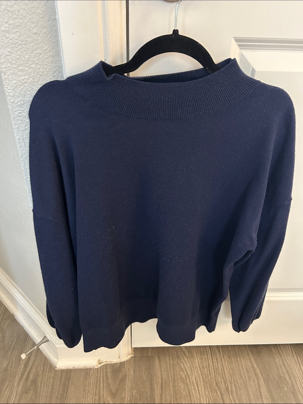 Women's Navy Mock Neck Sweater - Classic Knit Top